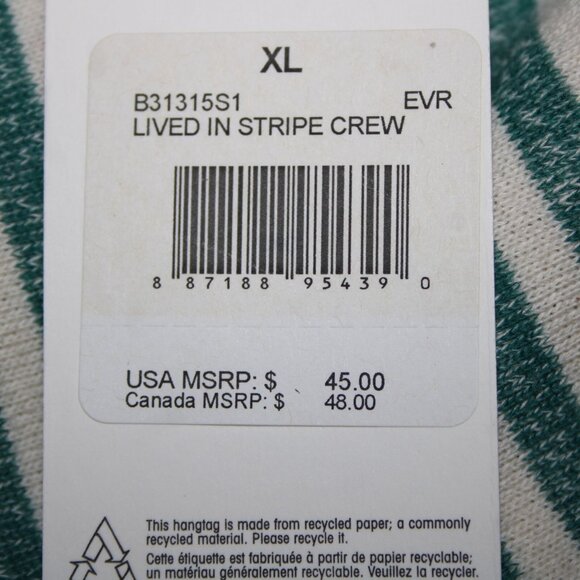 Volcom Lived In Sz XL NEW $45 Heathered Emerald Green Cream Cotton Blend Sweater - Picture 10 of 14